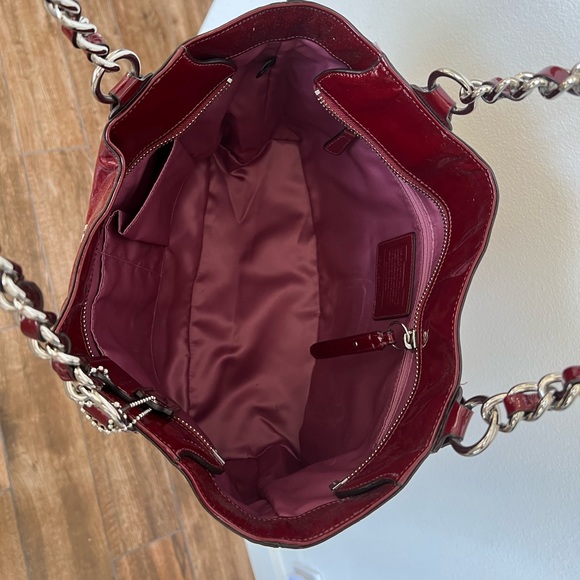 Burgundy patent leather Coach purse - Picture 2 of 2